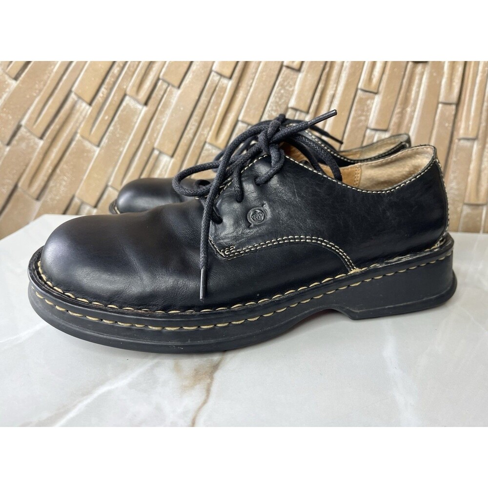 Born Wmn Shoes  Sz 9 M/W Wide Black Leather Lace Up Oxford W3788 - Picture 4 of 10